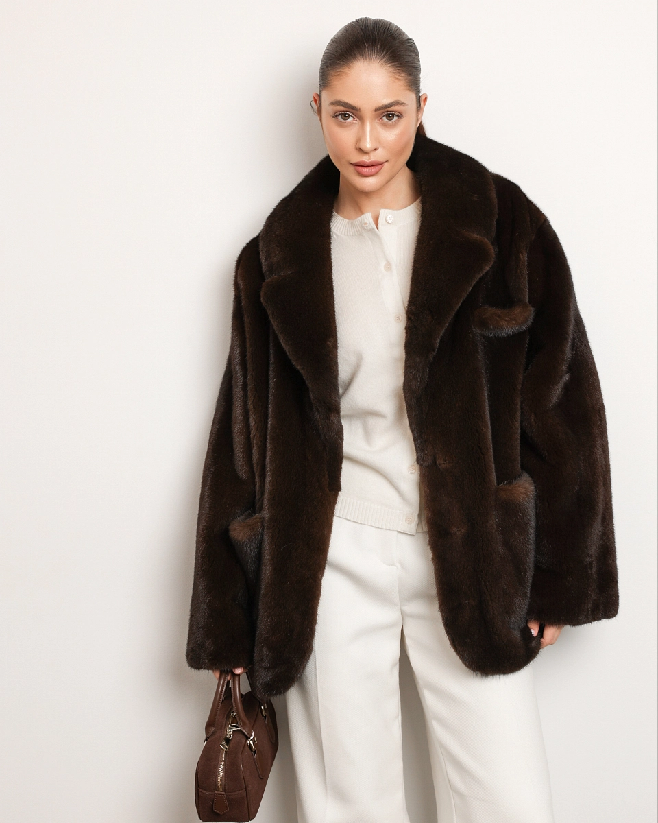 Норковая шуба жакет шоколад 