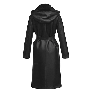 Дубленка длинная из овчины с капюшоном NERO 
