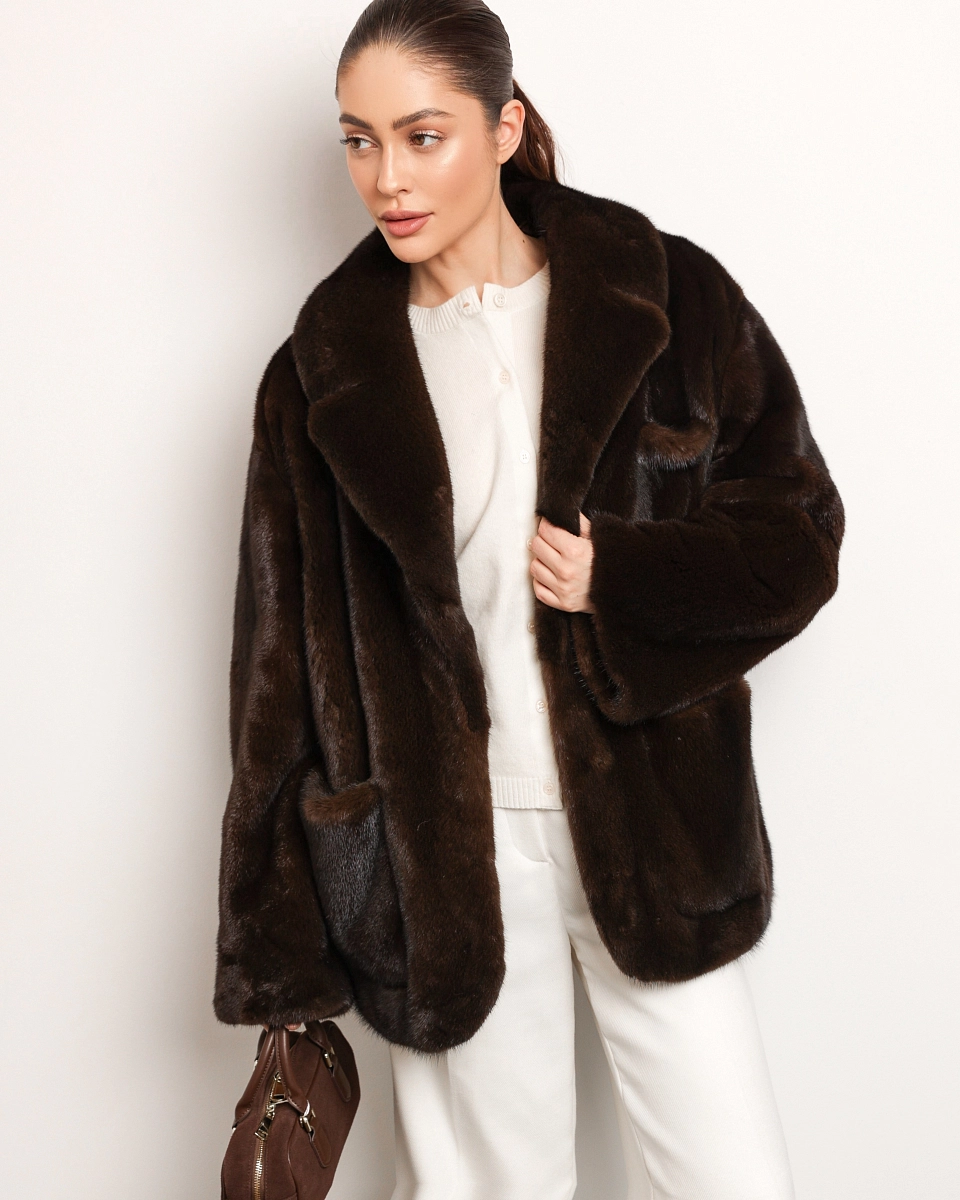 Норковая шуба жакет шоколад 